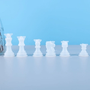 Detailed set of 6 chess piece silicone molds including king and queen for resin DIY