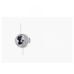 Macro detail of Halloween black cat crescent moon charm in 925 silver with black oil finish