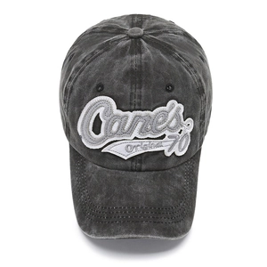 Casquette de baseball en coton gris foncé délavé avec écusson brodé Canes Original 70