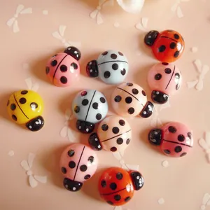 Cute Ladybug Resin Flatback Accessories For DIY Hairpins And Phone Case Decoration Cartoon Beetle Charms For Crafting