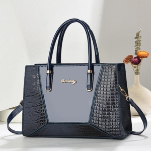Sac À Main Femme Élégant Cuir PU Motif Crocodile Vernis Grande Capacité Sac Bandoulière Bureau Travail