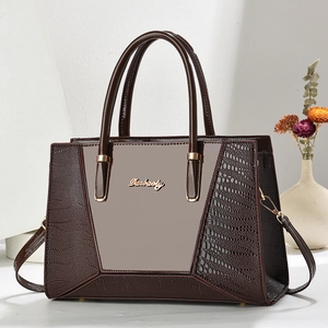 Sac à main marron foncé pour femme avec motif crocodile et grande capacité de rangement