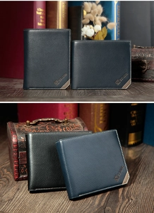 Macro detail of men's leather wallet with white stitching and textured litchi grain finish