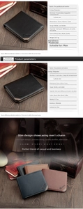 Short bifold leather wallet for men featuring multiple card slots and pebble grain texture