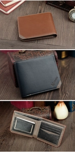 Close-up of litchi pattern leather wallet with multiple card slots and fine stitching