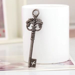 Vintage style bronze metal key pendant with dragon head design for DIY necklace