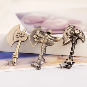 Antique Bronze Alloy Axe Pendants Retro Punk Dragon Skull Engraved Charms For DIY Jewelry Making Necklaces Accessories