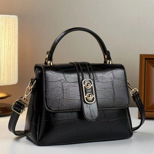 Women Retro Crocodile Embossed PU Leather Tote Handbag With Gold Buckle Versatile Shoulder Crossbody Bag