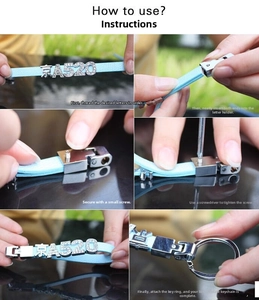 Step-by-step assembly guide for DIY personalized chrome letter keychain and wristband