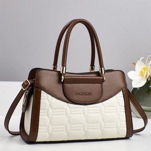 Minimalist macaron color-block tote bag with large capacity and removable shoulder strap