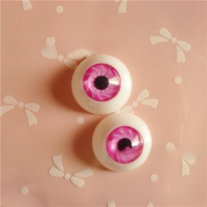 Close-up of 20mm round pink spiral pattern resin doll eyes for DIY craft accessories
