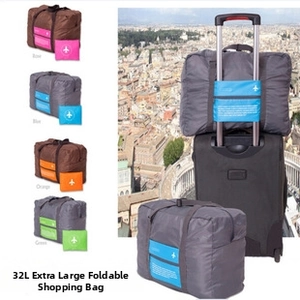 Detail of 32L waterproof folding travel bag with luggage sleeve in multiple colors