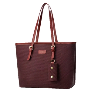 Grande borsa a secchiello bordeaux in twill testurizzato con logo MANBAIGE donna