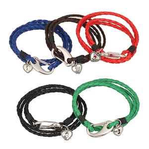 Woven Leather Bracelet Multilayer Wrap Vintage Punk Heart Lock Charm Alloy Clasp Retro Fashion Jewelry