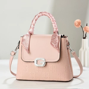 Elegant Embossed PU Leather Handbag For Women With Rhinestone G Buckle Scarf Wrapped Handle Versatile Crossbody Shoulder Bag
