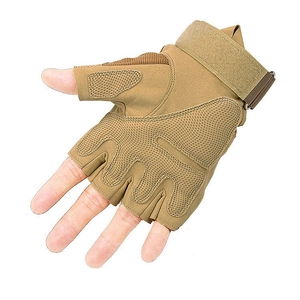 Tactical half-finger gloves in khaki for hiking, cycling, and outdoor fitness training