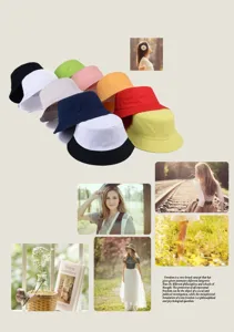 Collage di cappelli alla pescatora in cotone multicolore disponibili in vari colori estivi