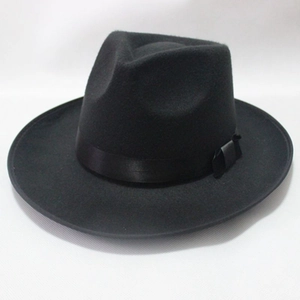 Vintage Wide Brim Cashmere Fedora Hat For Men Women Classic Jazz Hat With Satin Ribbon Bow Autumn Winter Fashion Accessory