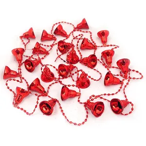 Christmas Ornament Bead Chain Garland Electroplated PVC Metallic Bells Stars Balls For Tree Hanging Wall Decor