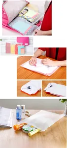 Frosted waterproof travel storage bag with slide zipper for organizing clothes and cosmetics