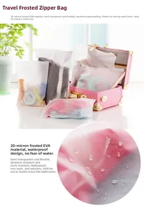 Close-up of 20-silk waterproof EVA travel storage bag with frosted finish and zipper
