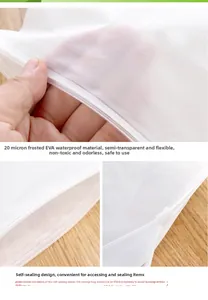 Detail of frosted EVA travel storage bag showing 20 silk thickness and waterproof seal