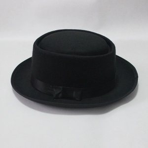 Elegante cappello boater in feltro di lana nero con nastro per uomo e donna, chic