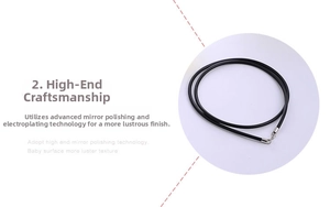 S925 silver clasp black rubber necklace cord with polished lobster claw closure detail
