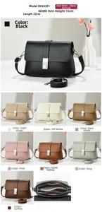 Crossbody bag detail showing compact 22x9x15cm size and internal zipper pocket structure