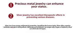Detail view describing the therapeutic benefits of 925 sterling silver jewelry material.