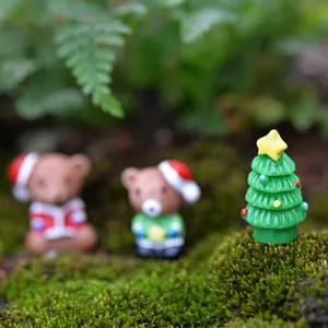 Miniatur-Weihnachtsbaum und Bären aus Harz für Moos-Mikrolandschaft Deko