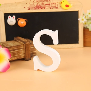 White wooden standing letter S ornament for home decor and wedding photography props