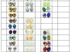 Macro display of 15mm gradient butterfly crystal glass beads in 27 distinct colors