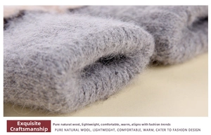 Close-up of thick grey wool knit texture showing premium natural material and craftsmanship