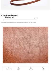 Detail showing high-quality brown PU leather texture and durable strap of the tote bag