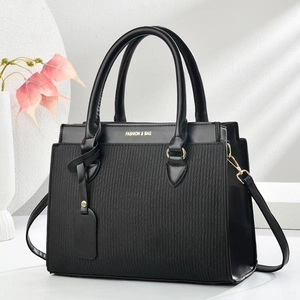 Sac Seau en Cuir PU pour Femmes Texture de Vagues Plissées Sac à Main Grande Capacité Sac à Bandoulière Polyvalent Imprimé Fashion Bag