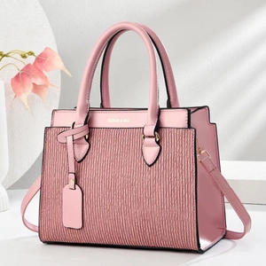 Sac à main macaron rose à rayures avec lettrage Fashion & Bag et bandoulière amovible