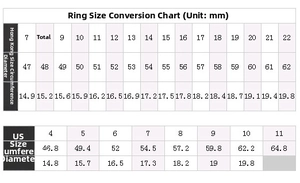 Size chart for s925 silver shell pearl ring showing Hong Kong and US ring measurements