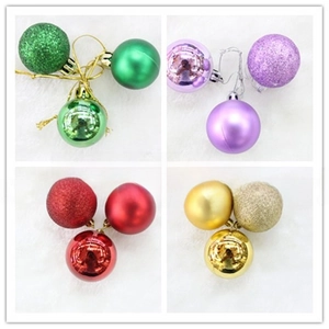 Close-up of mixed pack featuring glossy, matte, and glitter 3cm Christmas ornaments