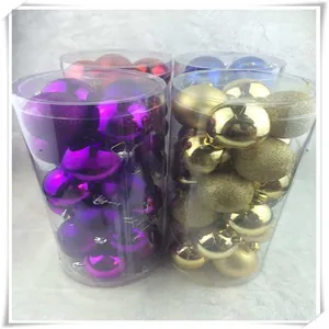 Detail of 3cm Christmas ball set with shiny and glitter finish in a clear tube