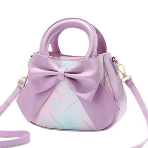 Lavender purple handbag with large bow and lily print, 2025 stylish crossbody bag