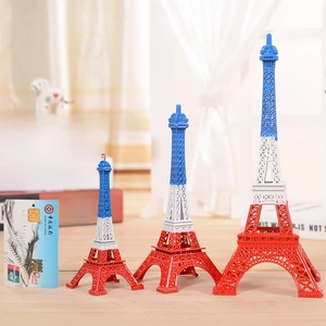 Statuine vintage della Torre Eiffel in metallo con sfumatura blu bianca e rossa