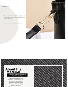 Detail of high-quality swivel clasp and textured PU leather stitching on a black handbag