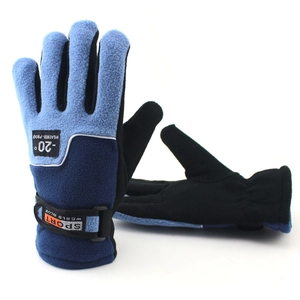 Guanti da ciclismo invernali in pile termico blu e neri con protezione fino a -20°C