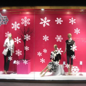 White snowflake static window decals for Christmas store window and glass door decoration