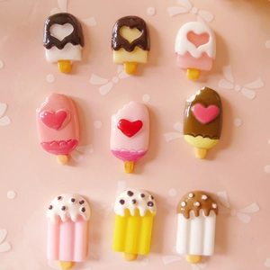 DIY cartoon resin ice cream charms with heart details and colorful sugar sprinkles