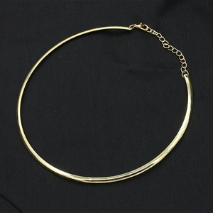 Minimalist Alloy Metal Rigid Choker Necklace Punk Bold Polished Geometric Torque Necklace With Adjustable Chain