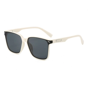 Occhiali da sole quadrati oversize con montatura bianco crema e lenti grigio scuro unisex