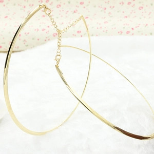 Detail of adjustable golden metal collar necklace with lobster clasp on soft plush