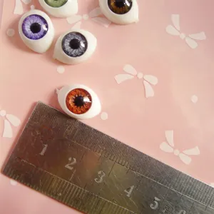 Colorful 14mm boat-shaped acrylic doll eyes for DIY toy making in various shades